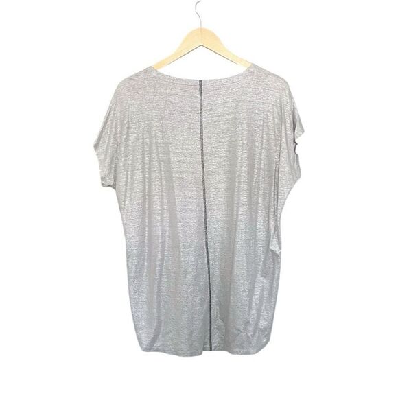 Eileen Fisher Silver T-shirt Size Small Linen - Picture 2 of 5